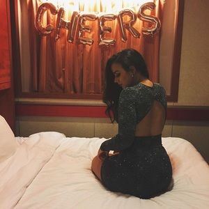 Backless Sparkle Glitter Mini Dress